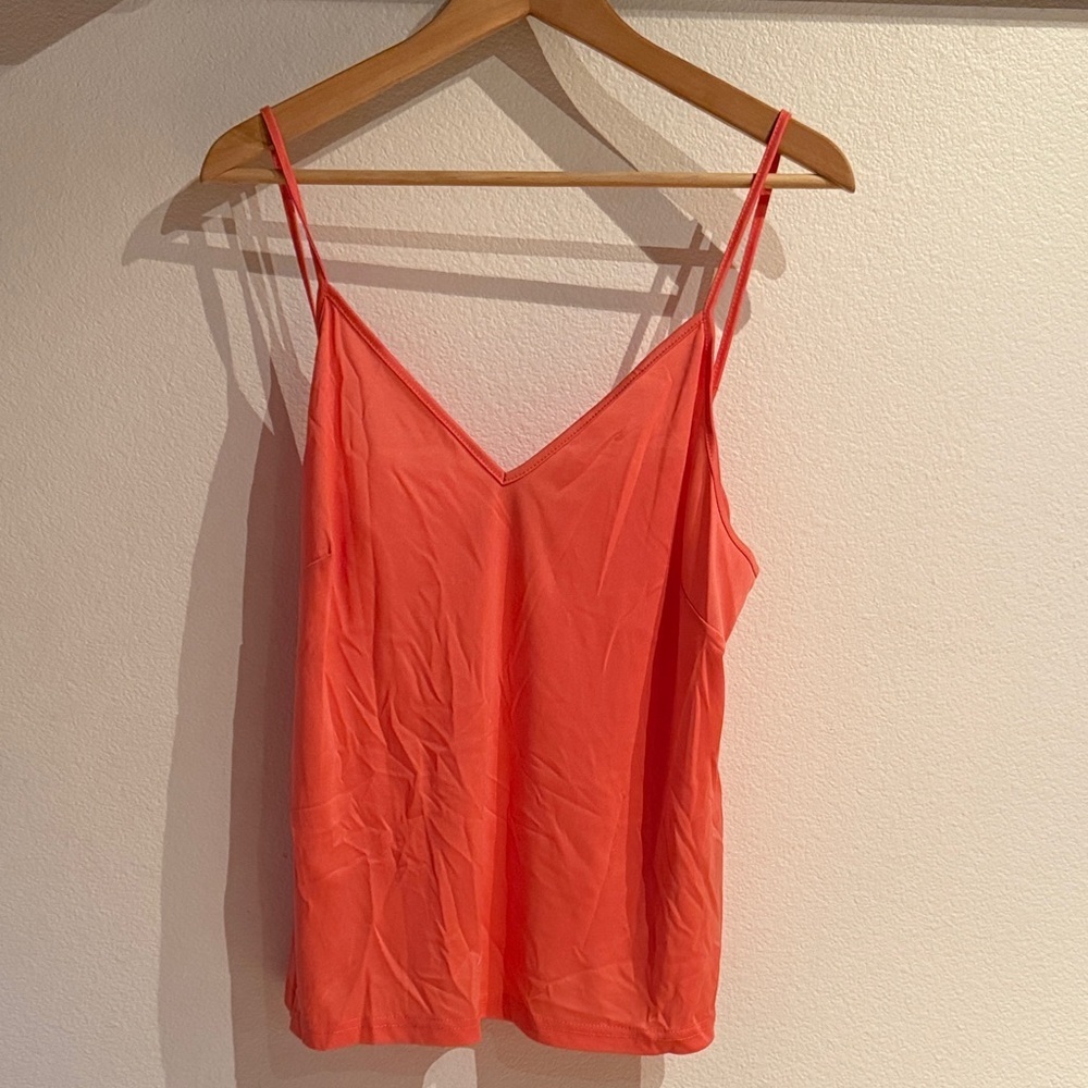 Zac & Rachel Vibrant Coral Camisole, Stretch, V Neck, Size 1X